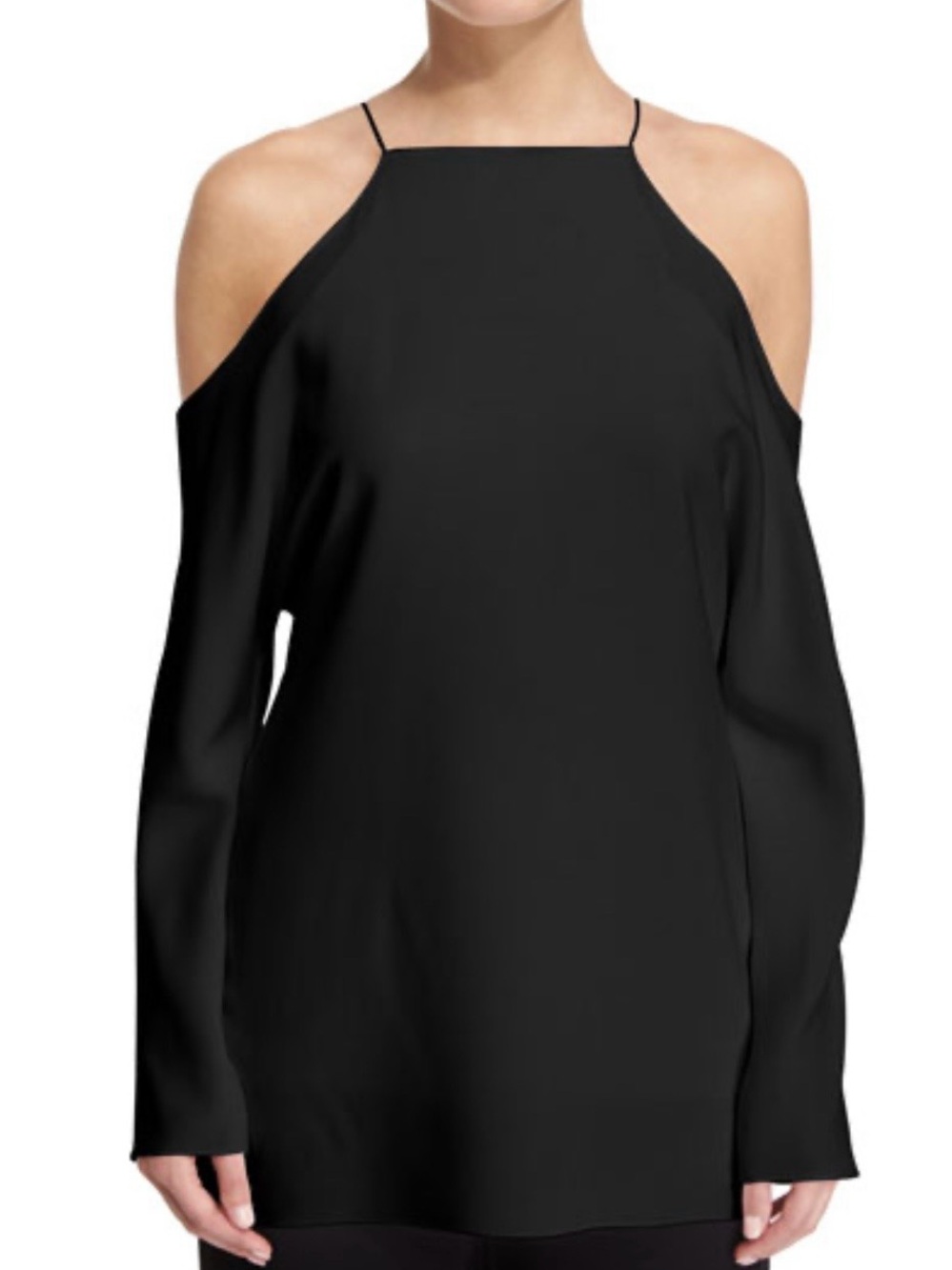 june & hudson Black Cold-Shoulder Halter Top - size M